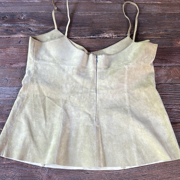 Vintage Margaret Godfrey Sage green embroidered suede cami size 8 - Picture 4 of 10